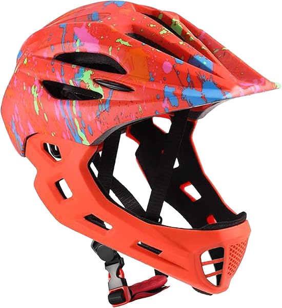 Full Face Adjustable Kids Bike Helmets, Lightweight Toddler Helmets with LED Light, Ventilation, for Sun Protection with Sponge Pad (M) - 4
