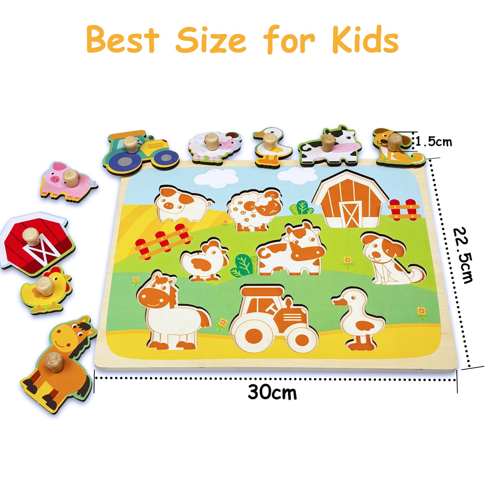 Kulveanju Wooden Puzzles Jigsaw Toys for 1 Year Old, Toddler Peg Puzzles Toy, Baby Wooden Montessori Toys - Image 3
