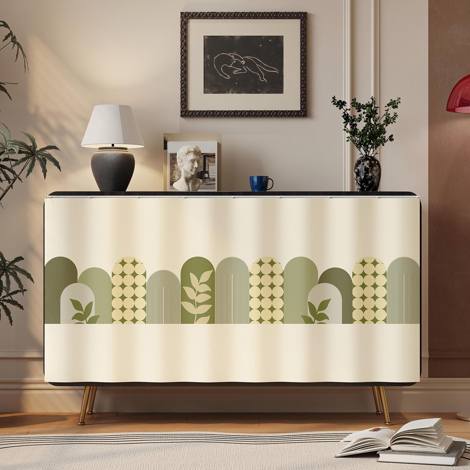 ZZYK Kitchen Cabinet Curtains,Dust Proof Privacy Drapes with Hooks for Open Bathroom Shelves Wardrobe Closet Hanging Doorway Panels