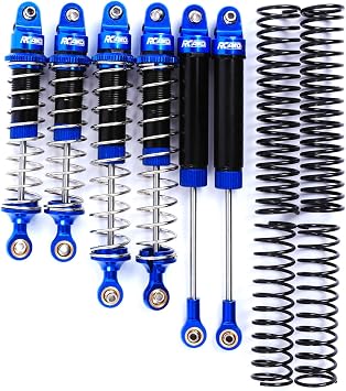 RCAWD Aluminum Shock Absorbers with Spare Springs Front Rear 6pcs for Losi 1/10 Baja Rey Hammer Rey U4 Upgrade Parts Dark Blue