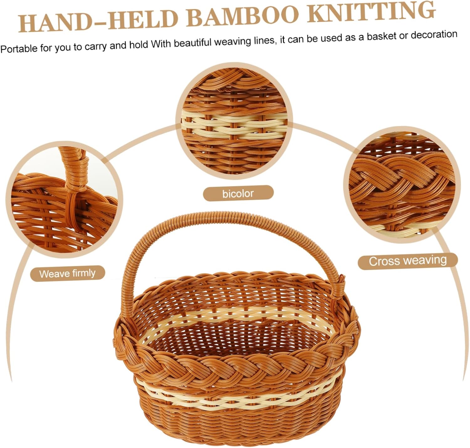 Imitation Rattan Woven Storage Basket for Snacks Fruits and Sundries Picnic Companion and Decorative Organizer for Outdoor Gatherings and Home Use image 4
