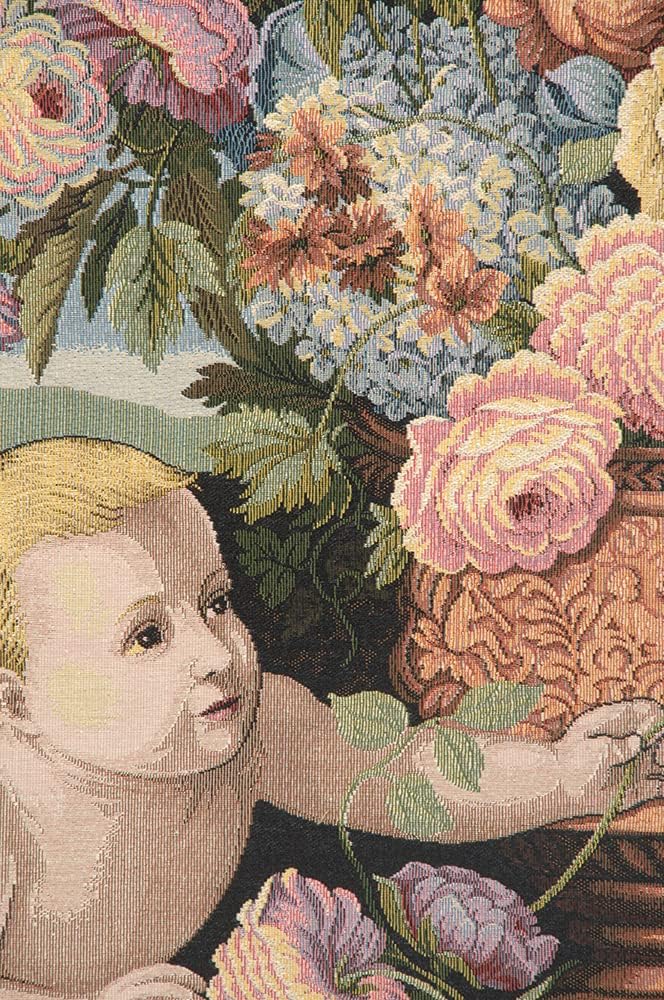 Charlotte Home Furnishings Inc. Angels And Flowers Italian Tapestry Wall Hanging 36 X 50 Inch Viscose Cotton And Polyester Blend Wall Art Perfect For Home And Wall Decor By Alberto Passini