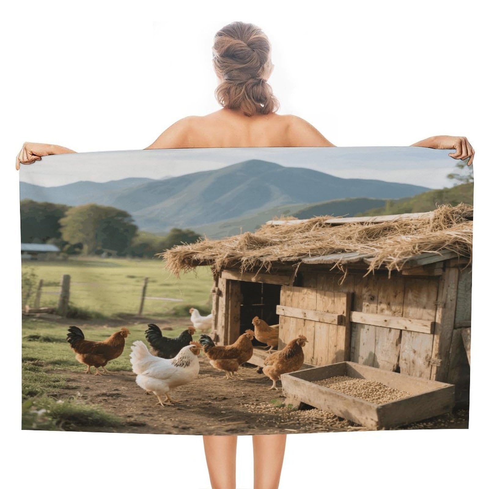 VstaDank Chickens and Hen Beach Towel 51x31 Inch Oversized Soft Bath Towel Luxury Plush Thick Hotel Swim Pool Towels Super Quick Dry Travel Towels for Camping Gym Sports Yoga