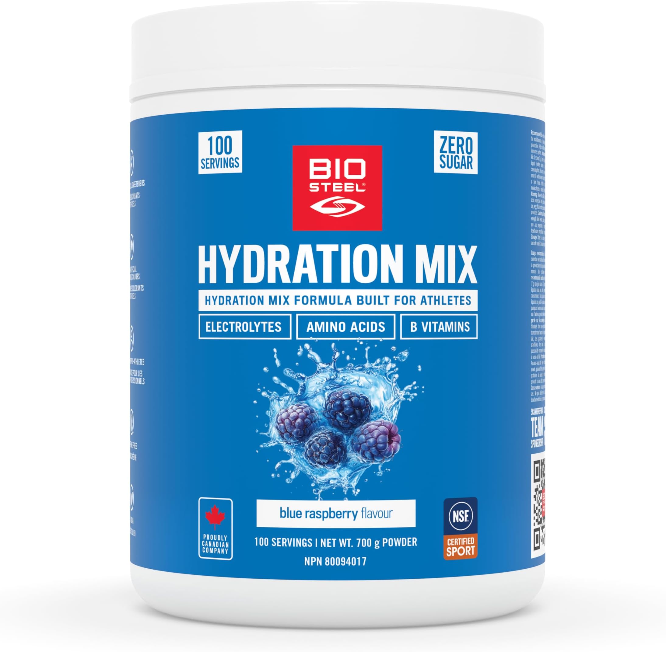 Hydration Mix - Sugar Free, Essential Electrolyte Sports Drink Powder - Blue Raspberry - 100 Servings