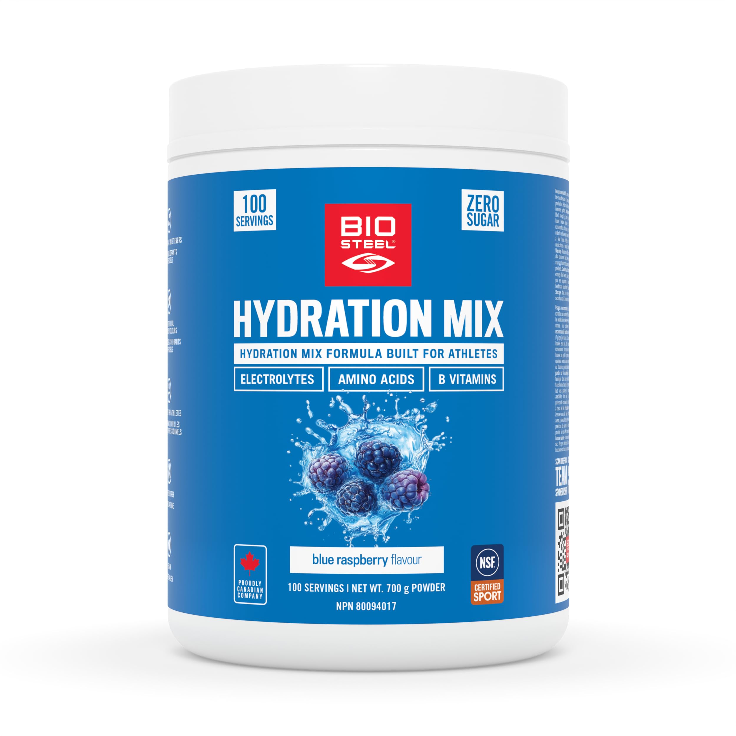BioSteel Electrolyte Hydration Mix, Blue Raspberry, 100 Servings