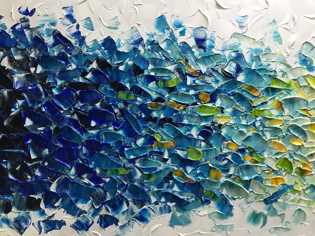 AMEI Art,24x60Inch Hand Painted Colorful Oil Painting Modern Abstract Acrylic Canvas Painting Primary Colors Wall Art Stretched Framed Contemporary Artwork