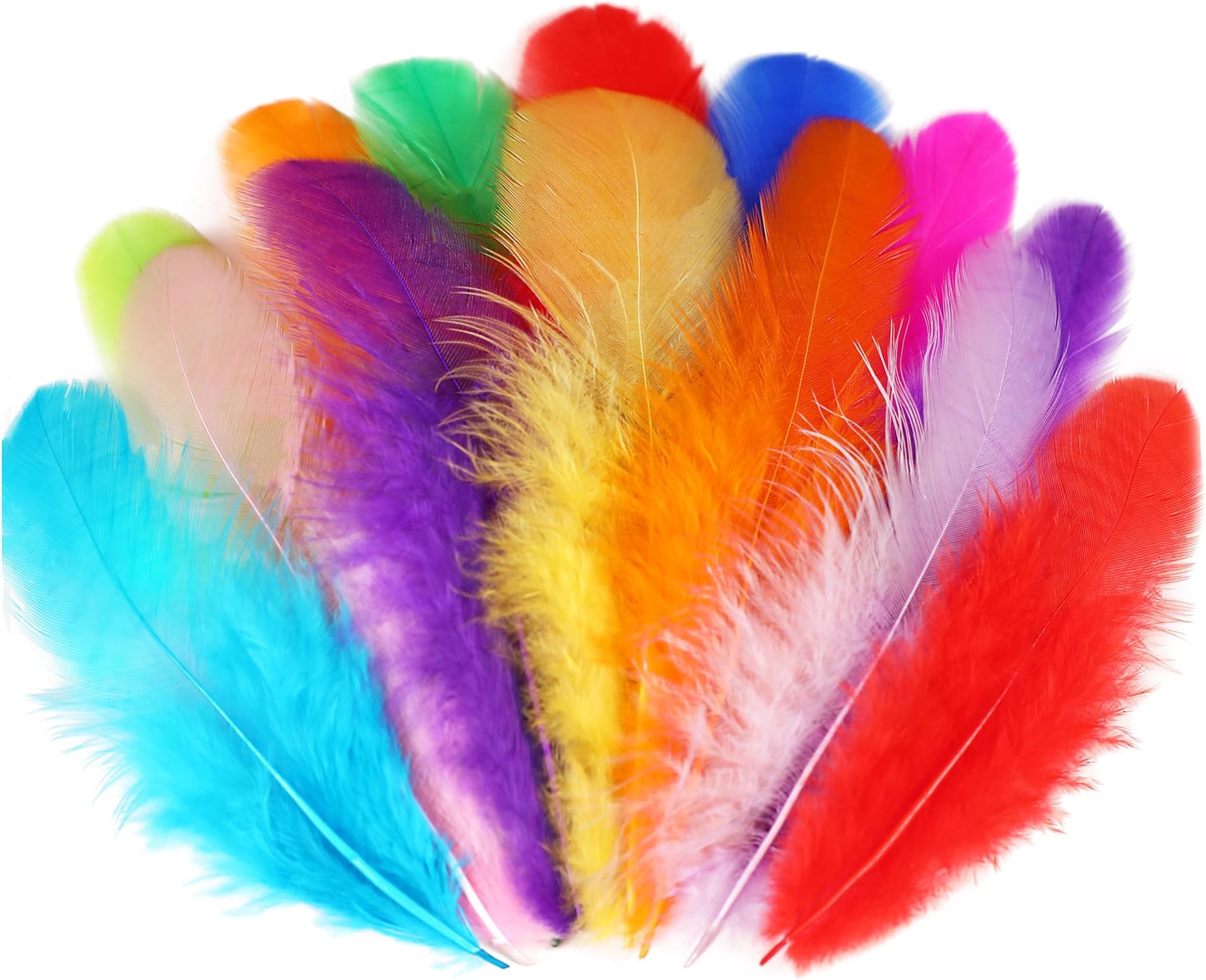 Soarer Pack of 300 Colourful Rooster Feathers 3-5 Inches Coloured Feathers for Kindergarten, DIY Crafts, Wedding, Party, Decorations, Dream Catcher Supplies Scrapbooking Embellishments (Multicolored)