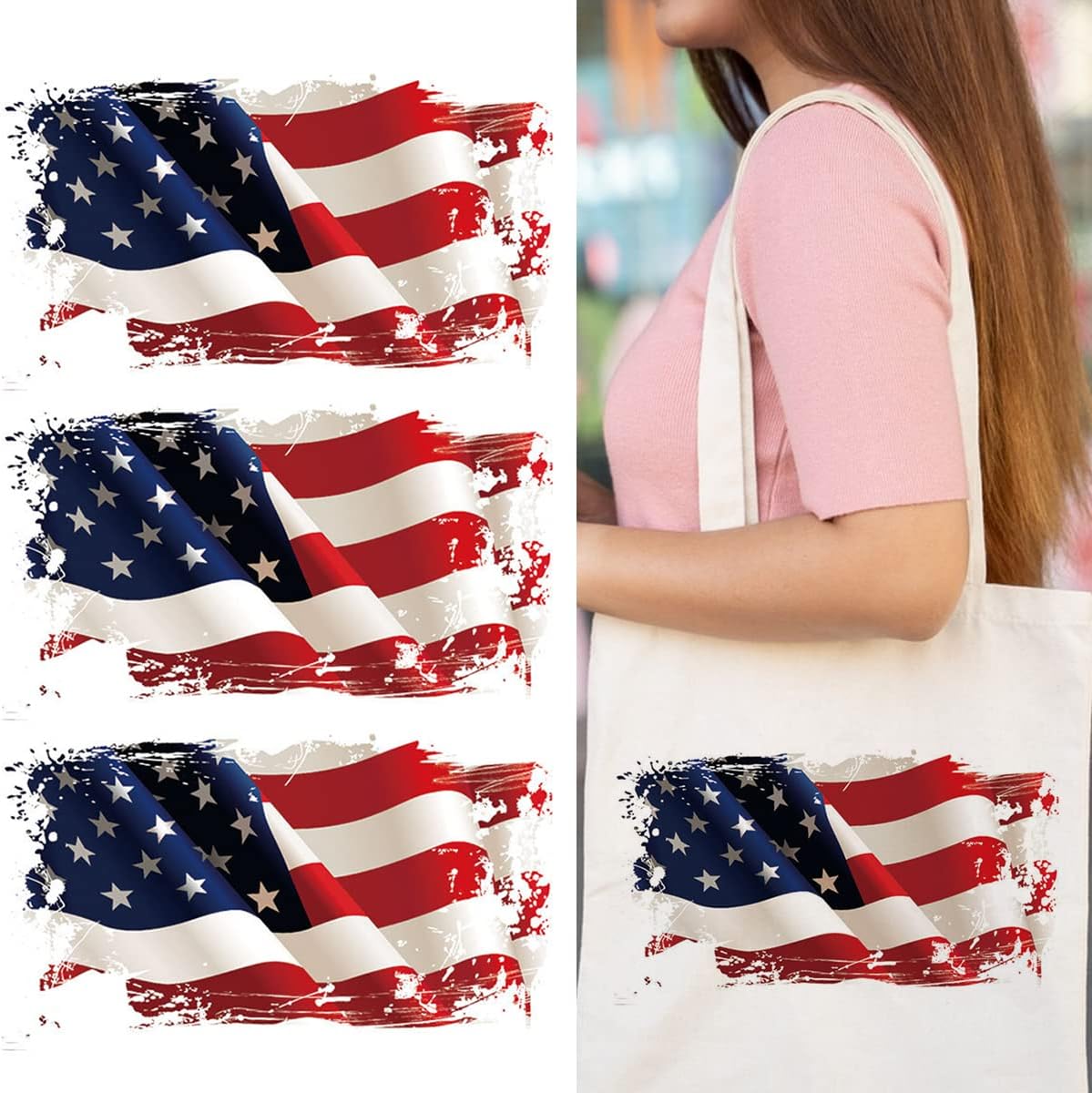 American Flag Iron On Transfers 4th of July Iron on Decals