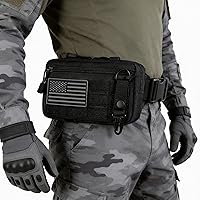 CRILANO Tactical MOLLE Pouch with US Flag Patch & Keychain - Laser Cut EDC Utility Tool Pouch for Dad, Everyday Carry Gear