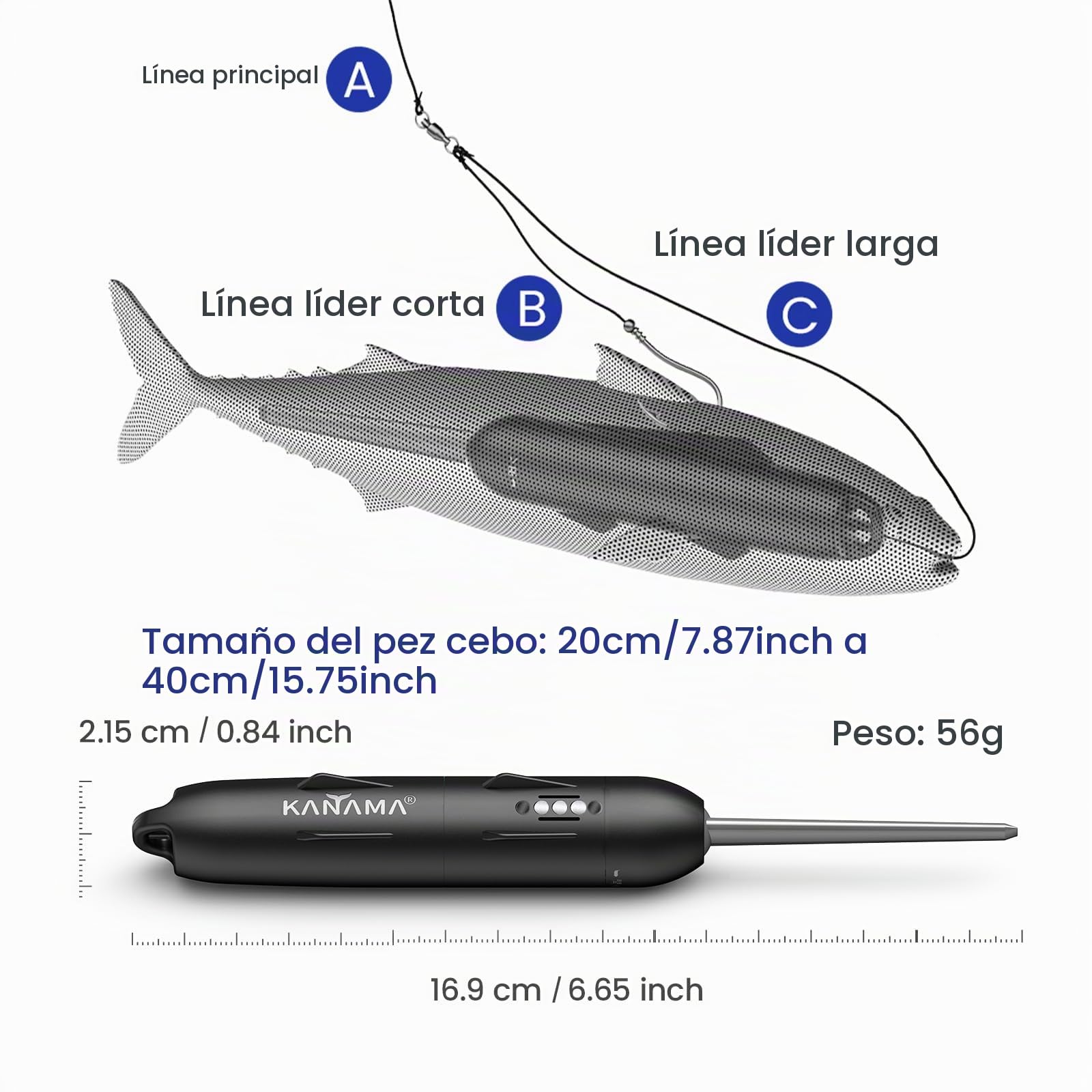KANAMA Smart Bait Pro - Señuelo Robótico Electrónico Impermeable 300 m, Nado Automático Y Reactivación de Carnada Muerta, Equipo de Pesca Eléctrico Recargable para Agua Dulce Y Salada, 1 Juego