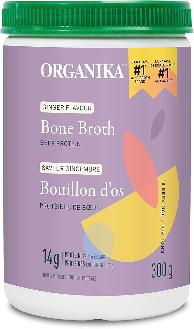 Organika Beef Bone Broth Powder with Ginger GrassFed and Pasture