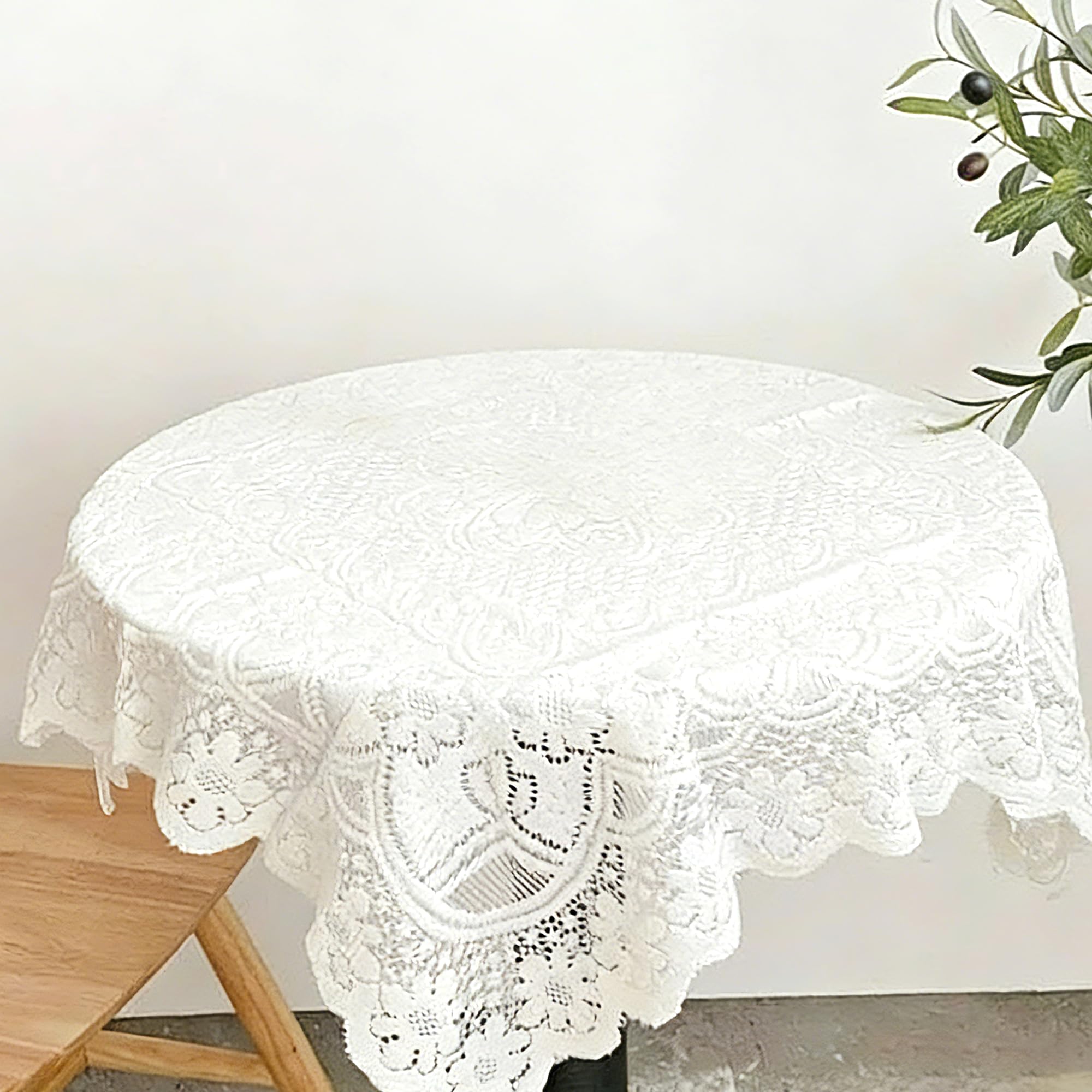 Elegant White Table Cloth Lace Tablecloth, Small Square Cover for Coffee, Dining, or Accent Surfaces, Lace Tablecloth Decorative Plum Blossom Pattern for Home, Kitchen Party Events(Plum Blossoms)