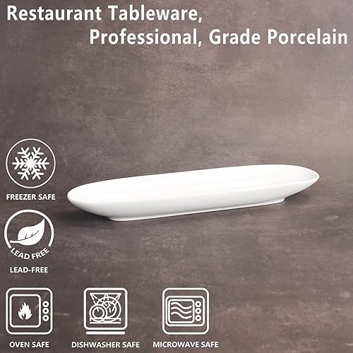 Miniatura 3 de Ceramics Olive Plate, Olive Cookies Tray - Large, Chip Resistant,White Porcelain Olive Canoe, Dishwasher Safe, for Snacks, Condiments,Appetizers