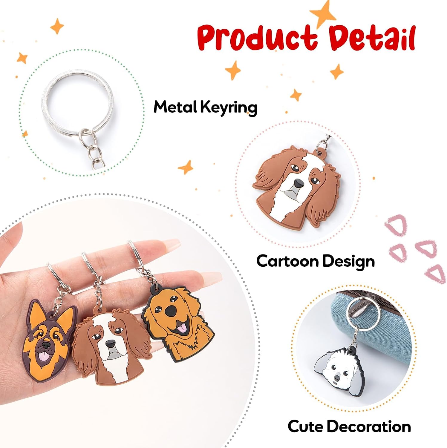 20 Pack Cute Dog Keychains, Cartoon Puppy Silicone Keyrings for Kids, Bulk Party Favors for Birthday Baby Shower, Classroom Prizes, Student Incentives Gifts