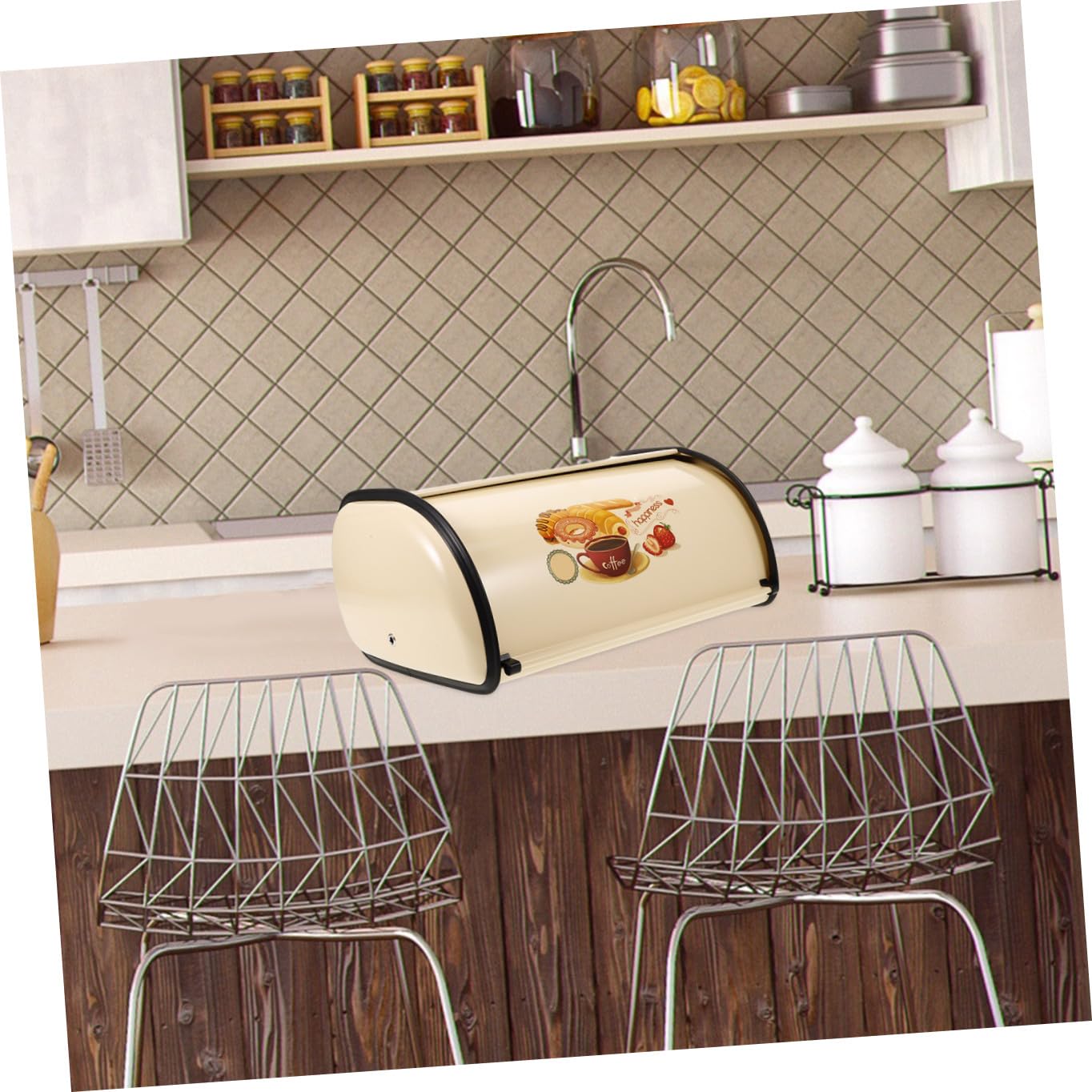 Contenitore per Pane con Coperchio in Metallo Scatola per Conservazione e Organizzazione del Pane Snack e Posate Adatto per Uso Casalingo e Commerciale