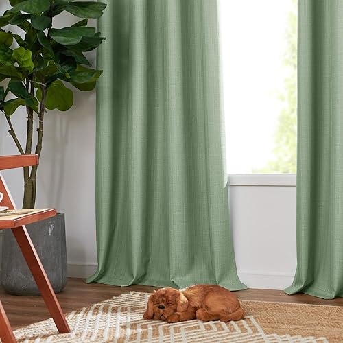 Miniatura 8 de jinchan Cortinas 100% opacas para dormitorio, sala de estar, cortinas opacas de lino de 63 pulgadas de largo, cortinas de oscurecimiento de