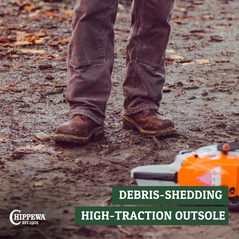 Chippewa Hador 8" Steel Toe Logger Boots for Men - Premium Full Grain Leather, Orthotic Insole, Metallic Shank, EH ASTM F2413 Standards - Image 6