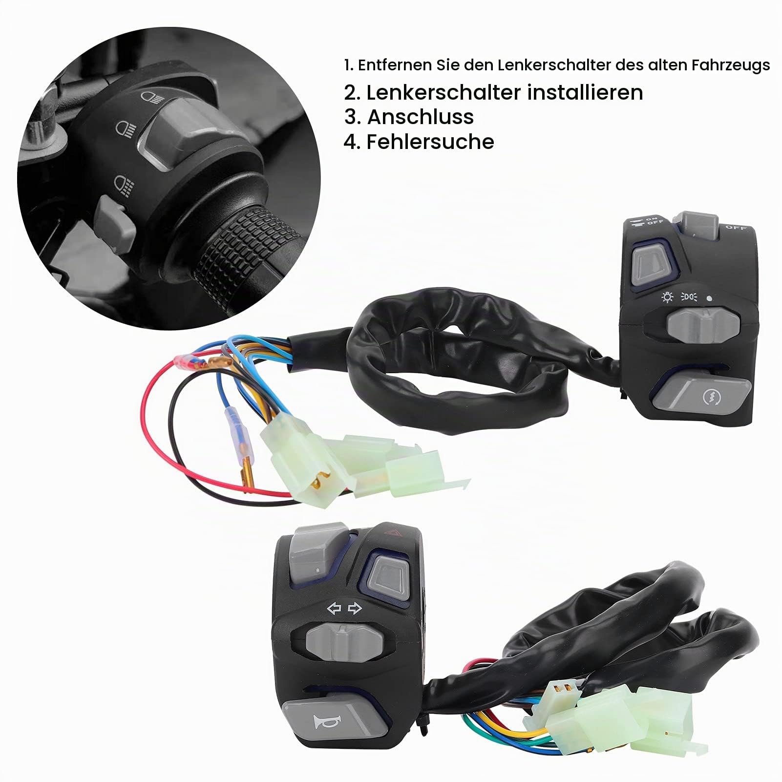 22mm Motorrad Lenker Schalter Wasserdicht Universal für Blinker Licht & Hupe