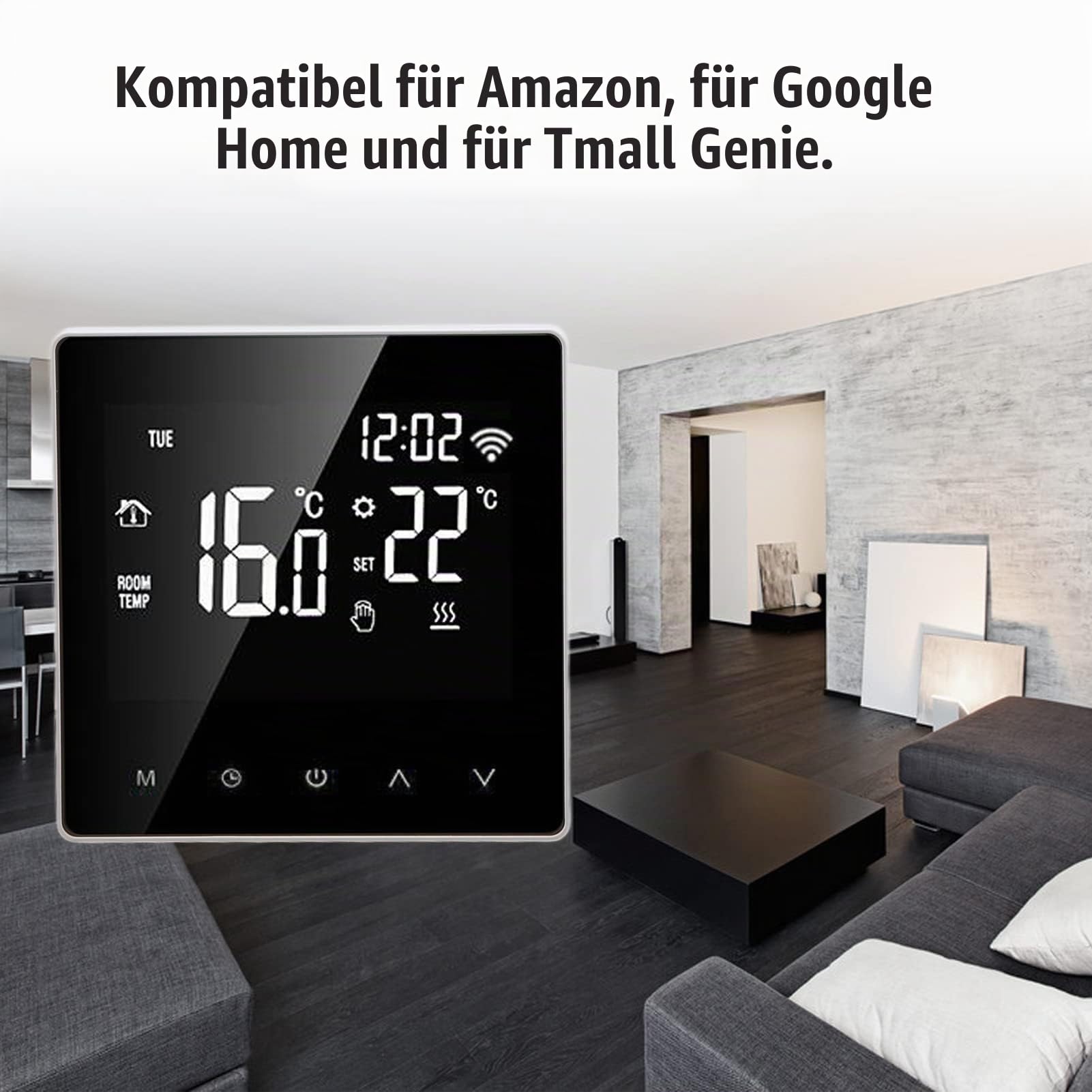 ME81H AC230V 50/60Hz Smart Thermostat 5~90℃ WIFI Intelligentes Thermostat LCD Touchscreen Wasser Fußbodenheizung Thermostat für Tuya(Weißer Hintergrund Weißer Knopf 16A)