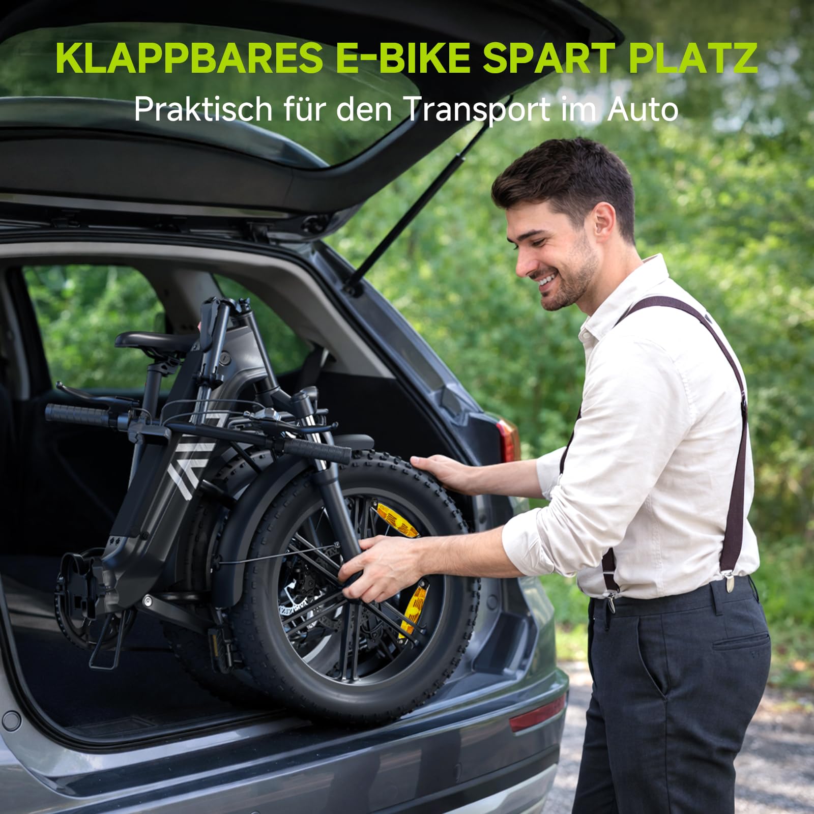 TST Klapprad E-Bike für Damen und Herren mit App-Steuerung & Federung, 20" Klappfahrrad E Bikes Fatbike All-Terrain Elektrofahrrad 250W Motor 48V 15Ah Akku, 40KM Reichweite 25Km/h Ebike