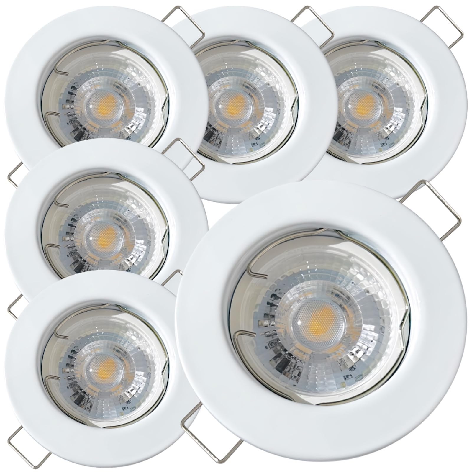 6 Stück LED Einbaustrahler Lotta 230V 5W COB Neutralweiß 4000K | IP20 | Weiß | Kompakte Einbauleuchte | Deckenspot für Wohnbereich