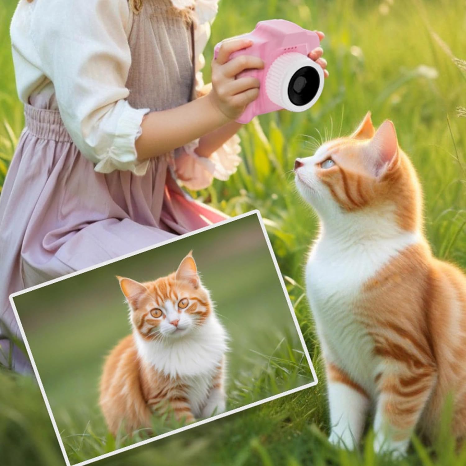 Educational Camera for Kids Built in 32G Storage Double Lens Auto Focusing MP3 Player Interactive Learning Games Kids Camera