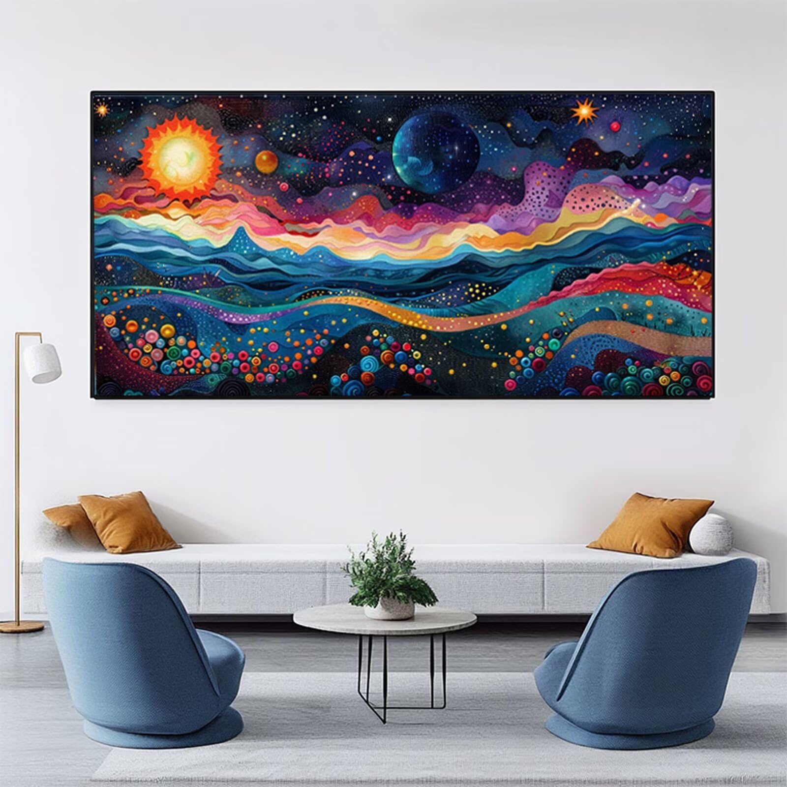 Peinture Numero Adulte Soleil Peinture Numéro Ciel Étoilé DIY Coloriage par Numero Adulte 70x140cm avec Pinceaux et Acryliques, Sans Cadre, Kit Activité Manuelle Pour Décoration Été Maison Salon RB-23