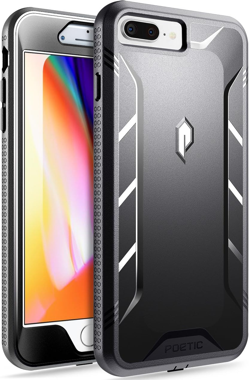 iPhone 7 Plus / iPhone 8 Plus Case, Poetic Revolution [360 Degree Protection]- Full-Body Rugged Heavy Duty Case w/ Built-in-Screen Protector for iPhone 7 Plus / iPhone 8 Plus Black