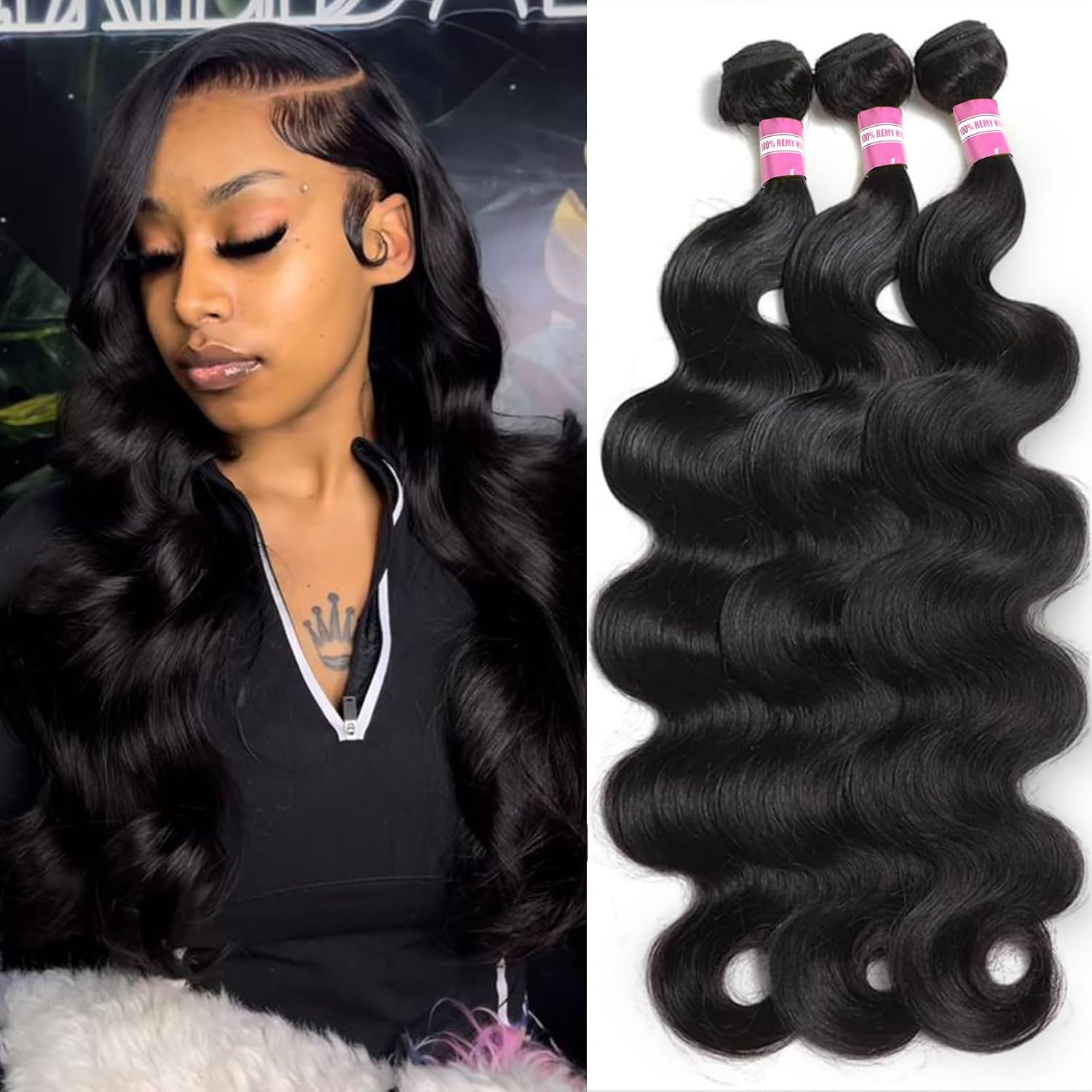 Amazon.com : DMKEEP 12A Human Hair Bundles 36 38 40 Inch Body Wave ...