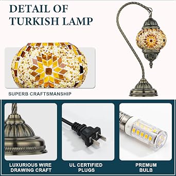 Marrakech Turkish Mosaic Lamp Stained Glass Table Lamp with Tiffany Style