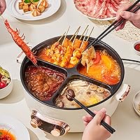 Vista 2 de Olla multifuncional de cuatro rejillas, olla eléctrica con 4 compartimentos, ollas calientes antiadherentes integradas para el hogar (7L)