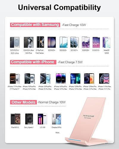 Miniatura 3 de Cargador inalámbrico con cargador de teléfono USB C, soporte de carga certificado Qi con adaptador PD de 20 W compatible con iPhone 1717