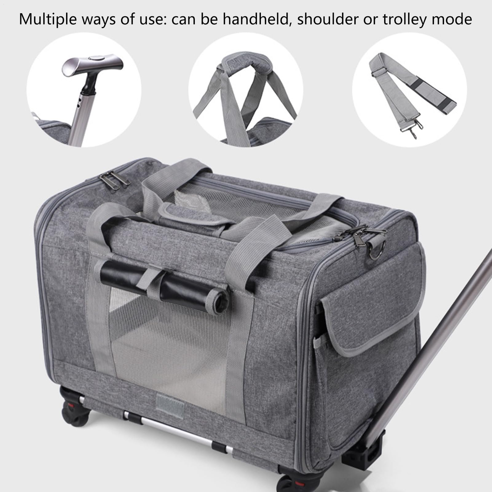 Bolsa De Transportador Para Perros | Bolsa Para Transportador De Gatos Con | Rollos | Transportador, De Viaje Para Perros Pequeños | Desmontable, Suave, Ligero, Aprobado | Gatos De Casa, Viajes Aer