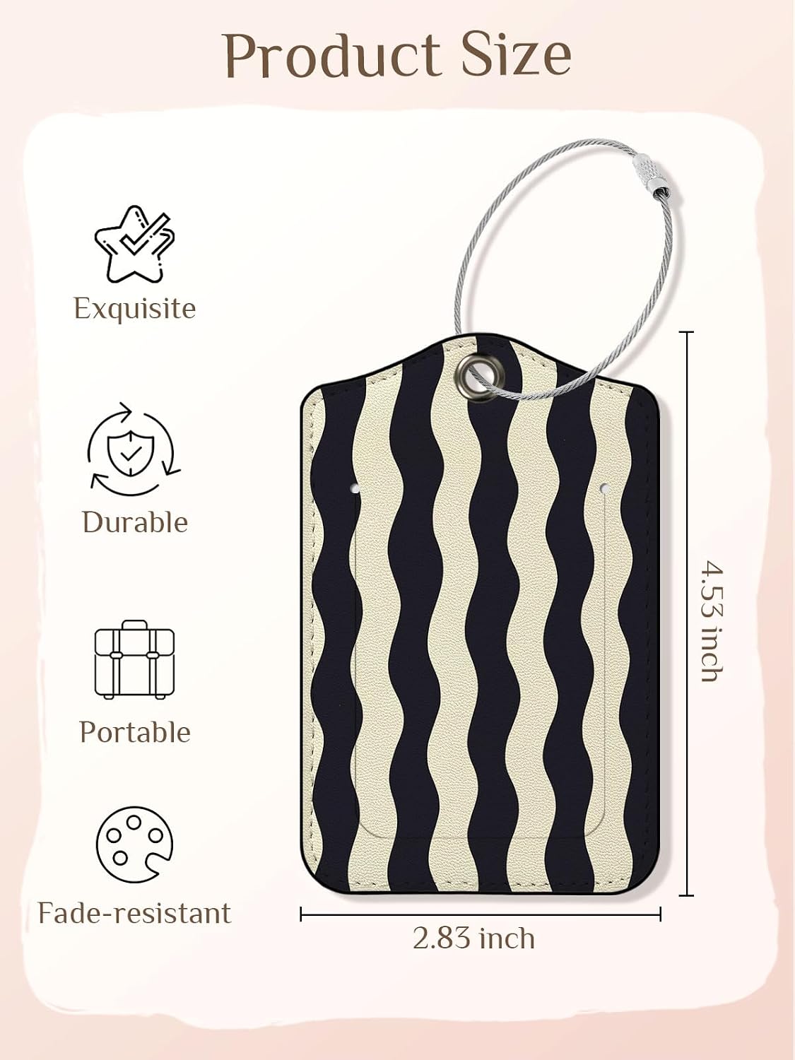 Seorsok 2 PCS Cute Wave Striped Luggage Travel Tags for Suitcases image 3
