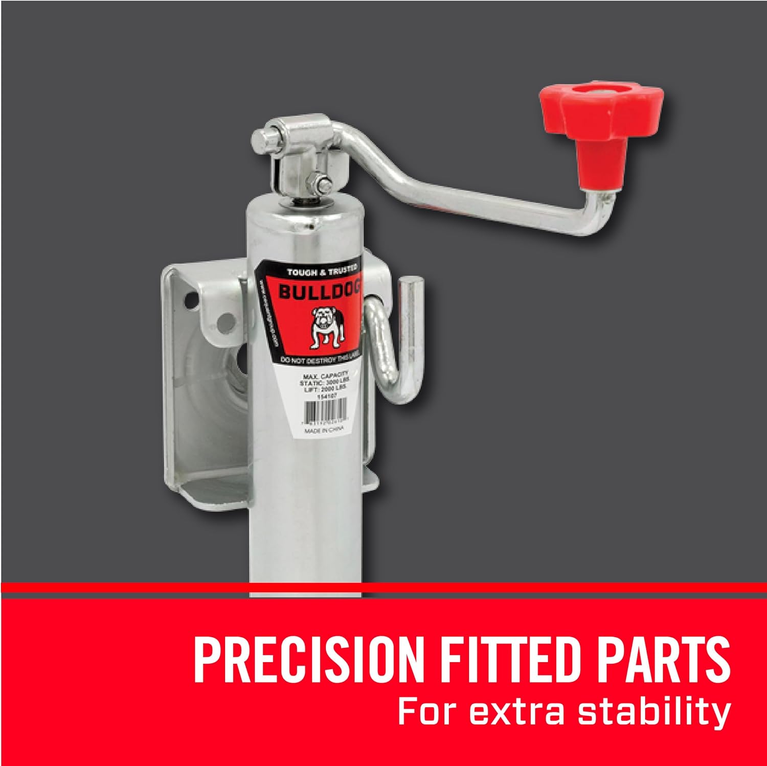 BULLDOG 154107 Trailer Jack,Black,Silver,Red