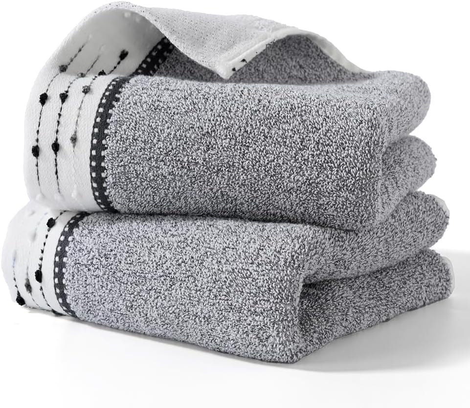 YiLUOMO Grey Hand Towels Tiny Furball Decorative Design Super Soft 100% Terry Cotton Highly Absorbent Bathroom Hand Towel for Home, Hotel, Spa, Pool, Gym 13 x 29 Inch, 2 Pack - Image 8