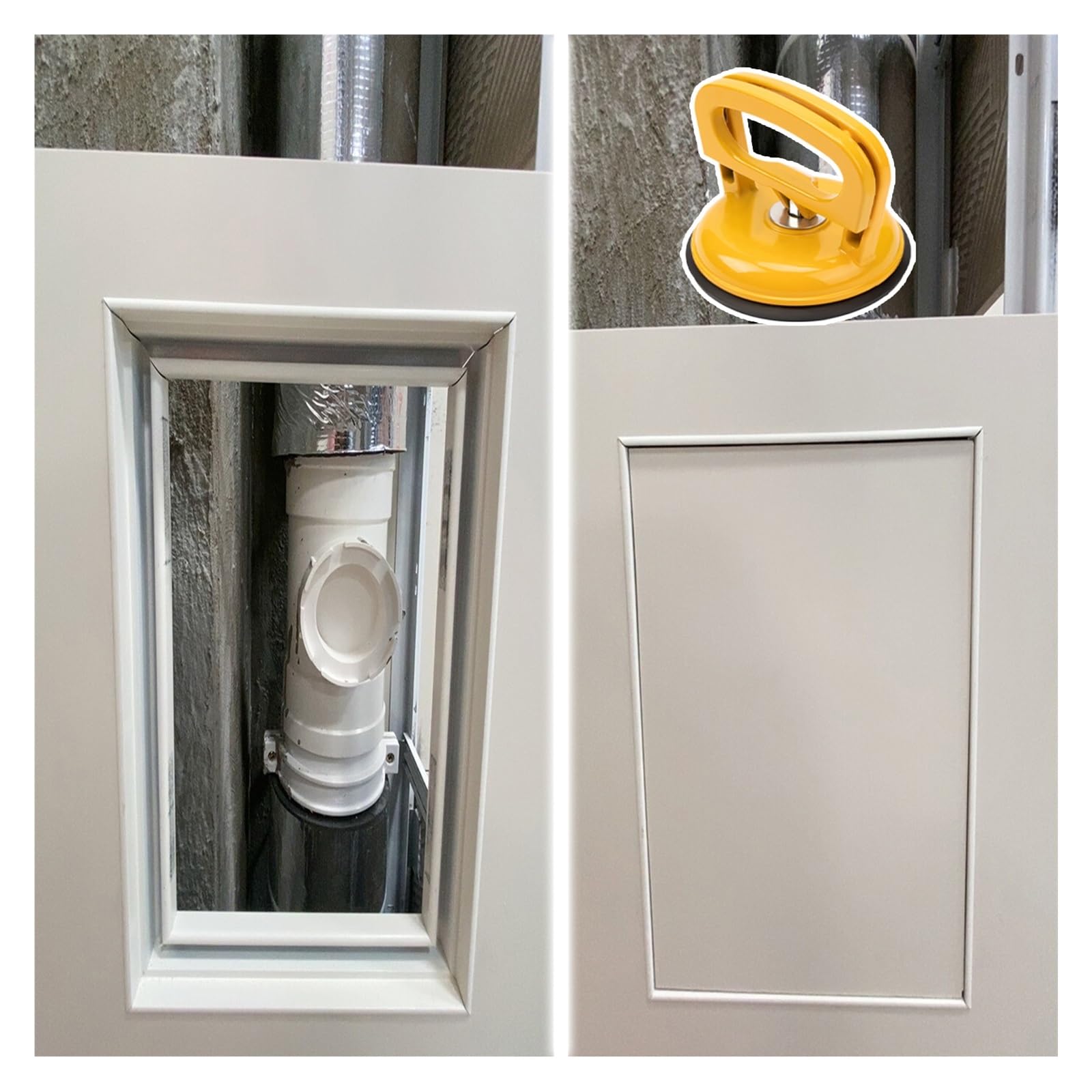 trappe de visite Grande porte d'accès dissimulée pour plomberie, panneau d'accès en aluminium prêt à carreler, panneaux de recouvrement de trou de porte de grenier avec ventouse(70x70cm/28x28in)