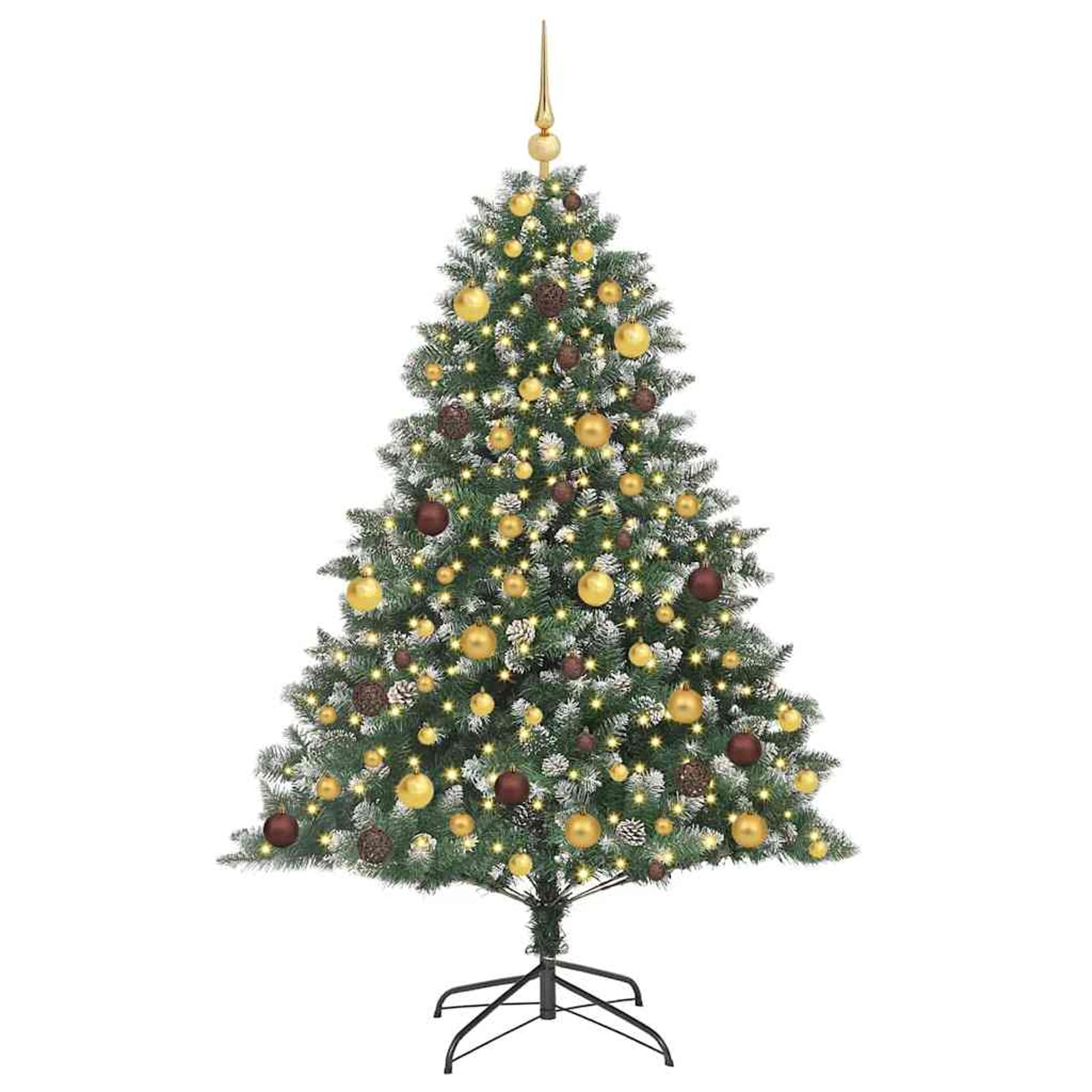 Gecheer Albero di Natale Artificiale Verde, Cono Minimalista, 126 x 126 x 180 cm, PVC e Acciaio, con luci LED, per Soggiorno o terrazza