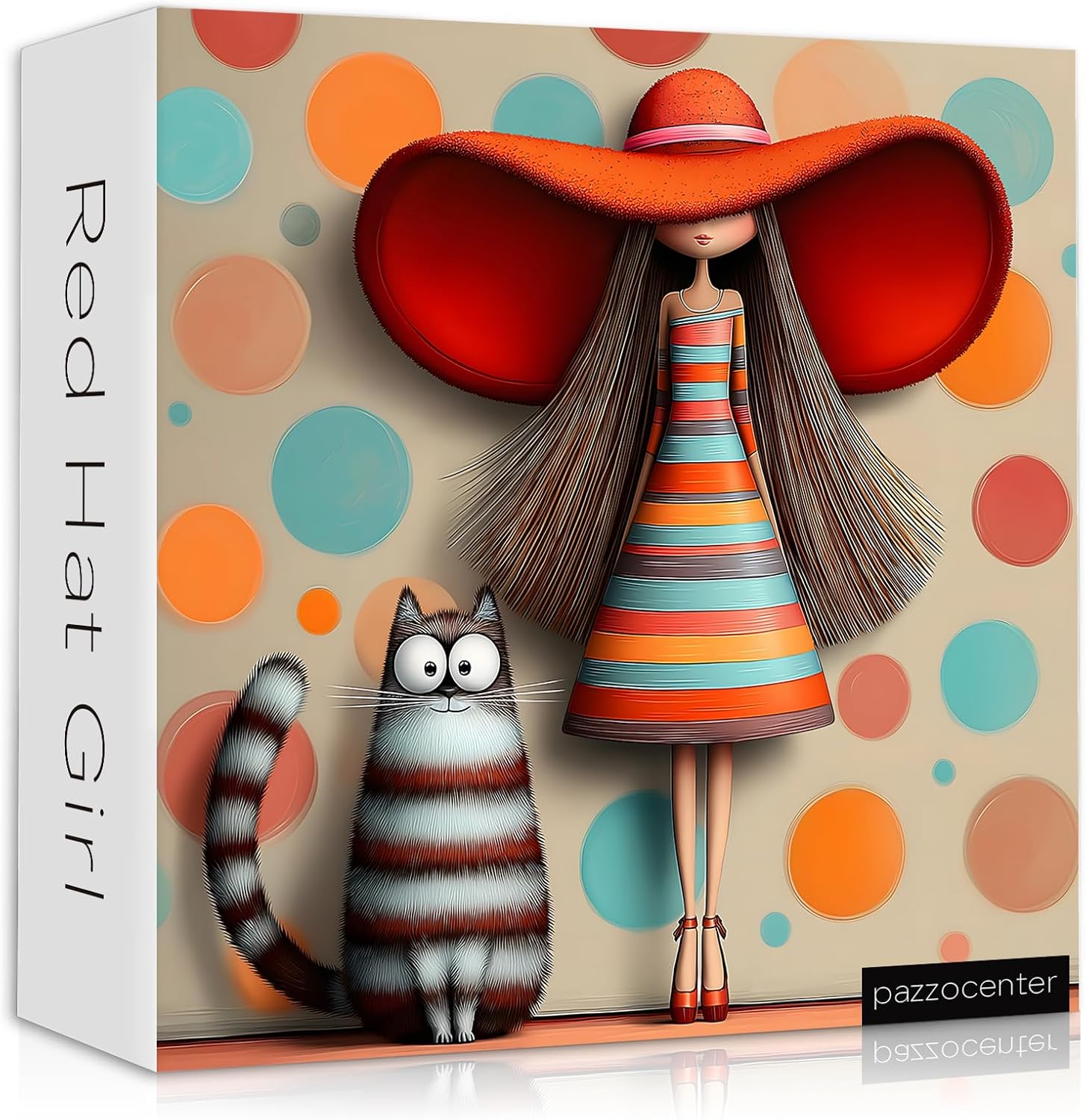 Puzzle para Adultos con Gato y Mujer Sombrero Rojo 1000 Piezas miniatura 1