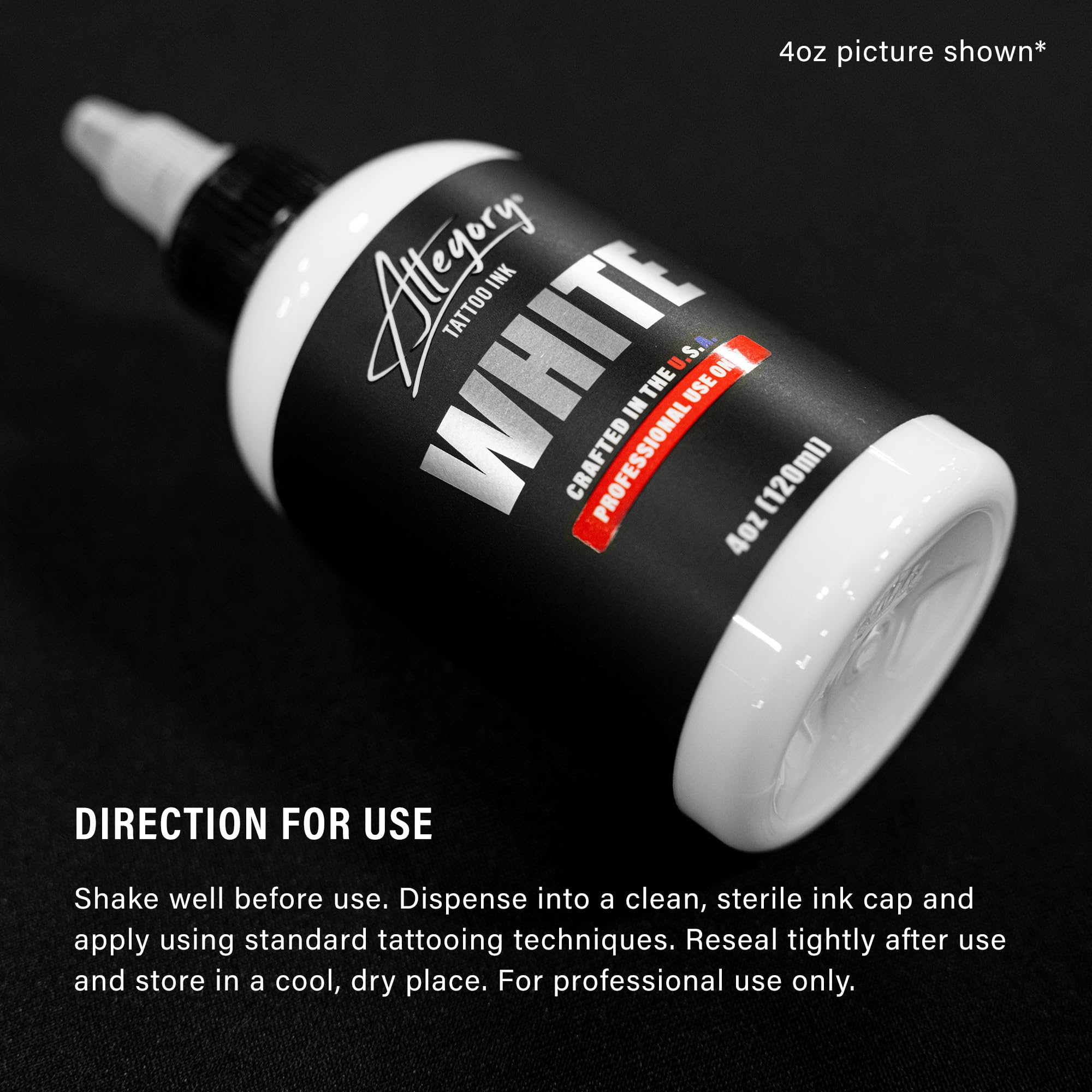 Allegory Premium White Tattoo Ink, Pigment-based, 2 oz Bottle