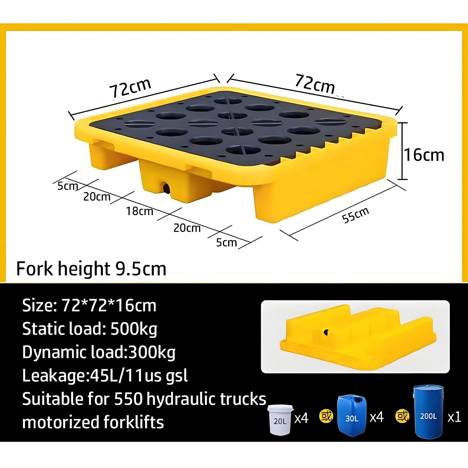 Plateau anti-déversement modulaire/Calles de protection. Bac de récupération empilable et étanche - Plateforme en polyéthylène durable pour garage, cuisine, sous-sol et stockage industriel -