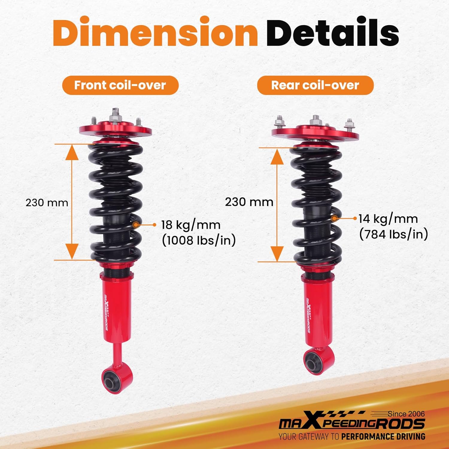 maXpeedingrods Coilovers for Ford Expedition 2003-2006, for Lincoln Navigator 2003-2006, Hight Adjustable Coilovers Suspension Kit, Preset Damping Shock Absorber Struts, Lowering Kits Red