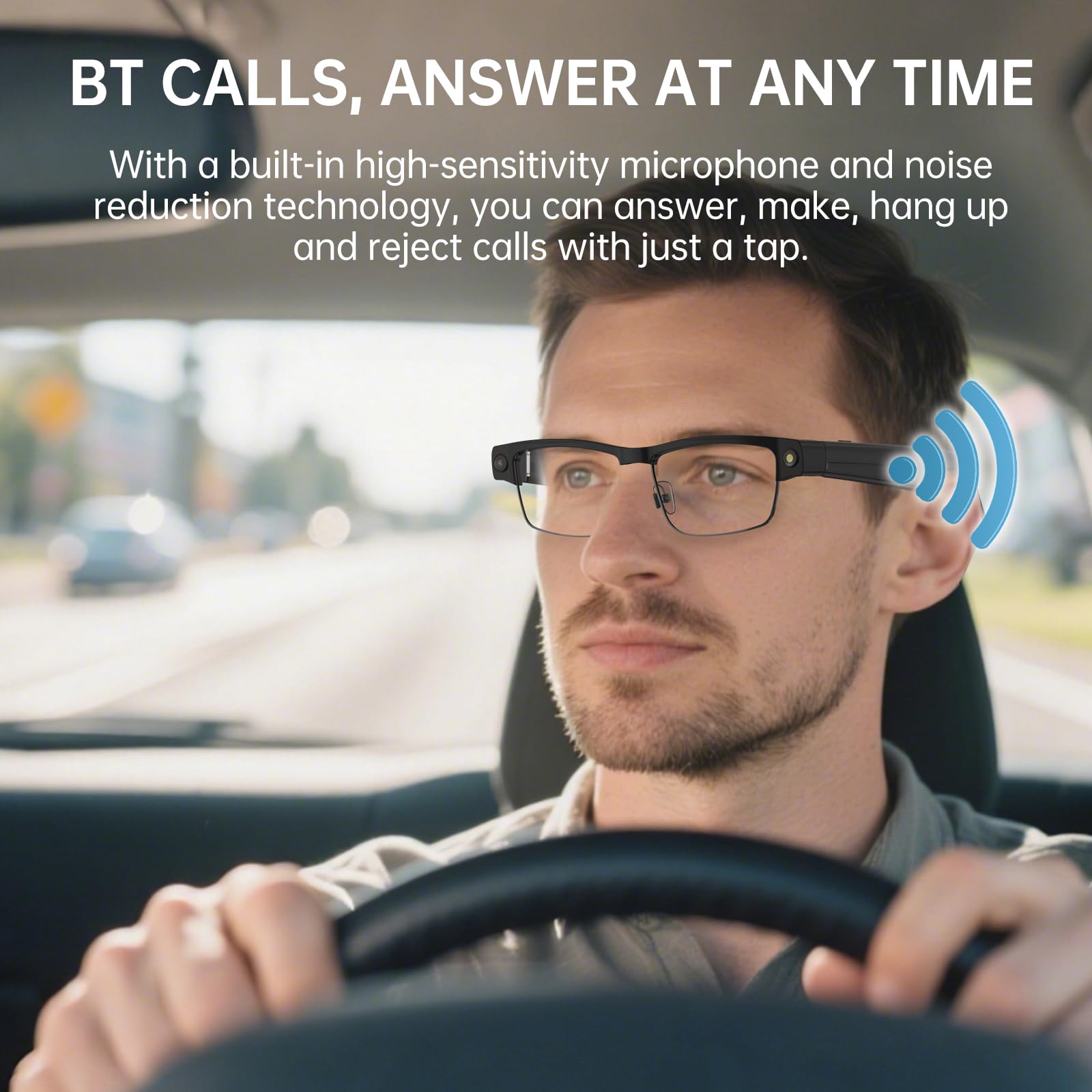 Occhiali Intelligenti con telecamera , Registrazione videocamera, Audio Open-Ear, ANC,Chiamate, smart ai glasses fotocamera alla Moda con Protezione UV, WiFi e Traduzione in Tempo Reale per Uomo Donna