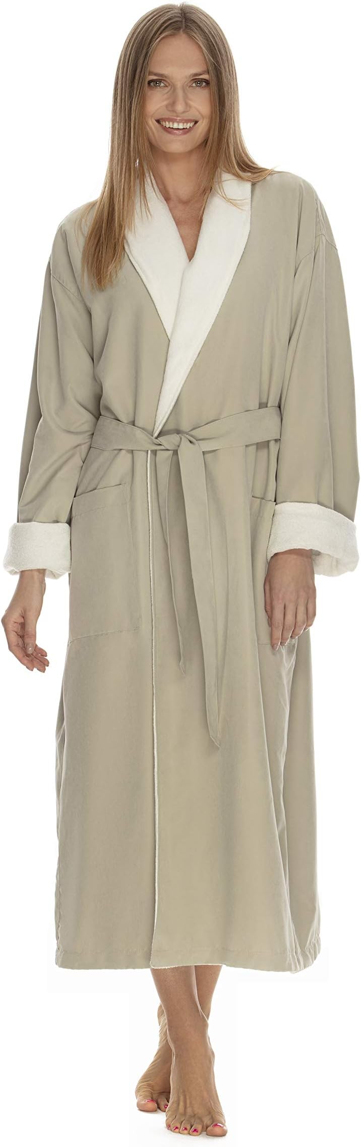 Boca Terry Women's Robe, Luxury Microfiber Bathrobe, Long Hotel Spa Robes for Women, Regular and Plus Sizes