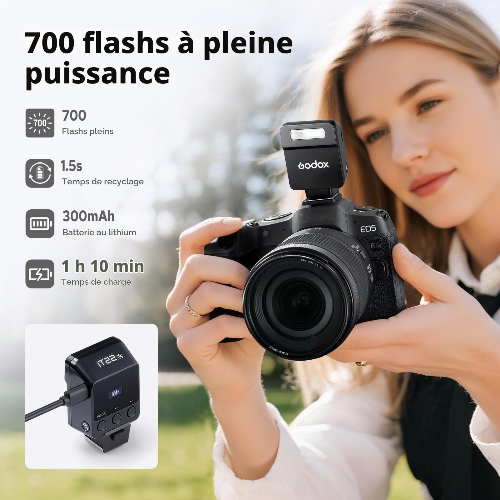Godox iT22-N Petit Flash pour Nikon, Mini Flash TTL avec Écran Intuitif