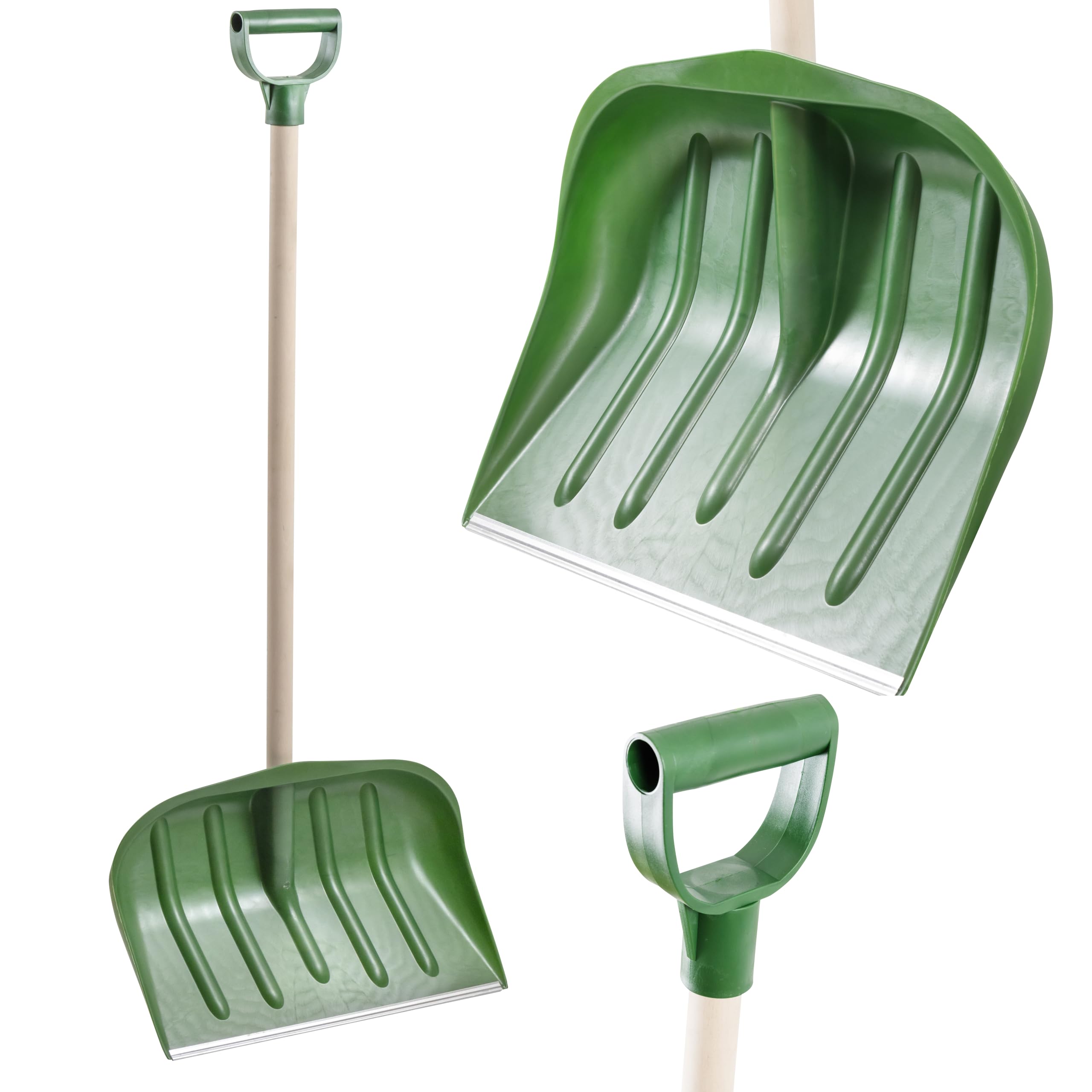 KB Tools Snow Shovel for Driveway – Heavy Duty Polypropylene Snow Shovels with Wood Handle – Cordless Snow Shovel for Garden, Yard, Patio – Recycled Material – Made in EU