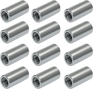 12 Pcs M6 Coupling Nut, Stainless Steel Round Sleeve Stud Nut Threaded Hardware, Connecting Rod Nuts for Bracket, Camera Pan, Lamp Bracket， 20mm Height