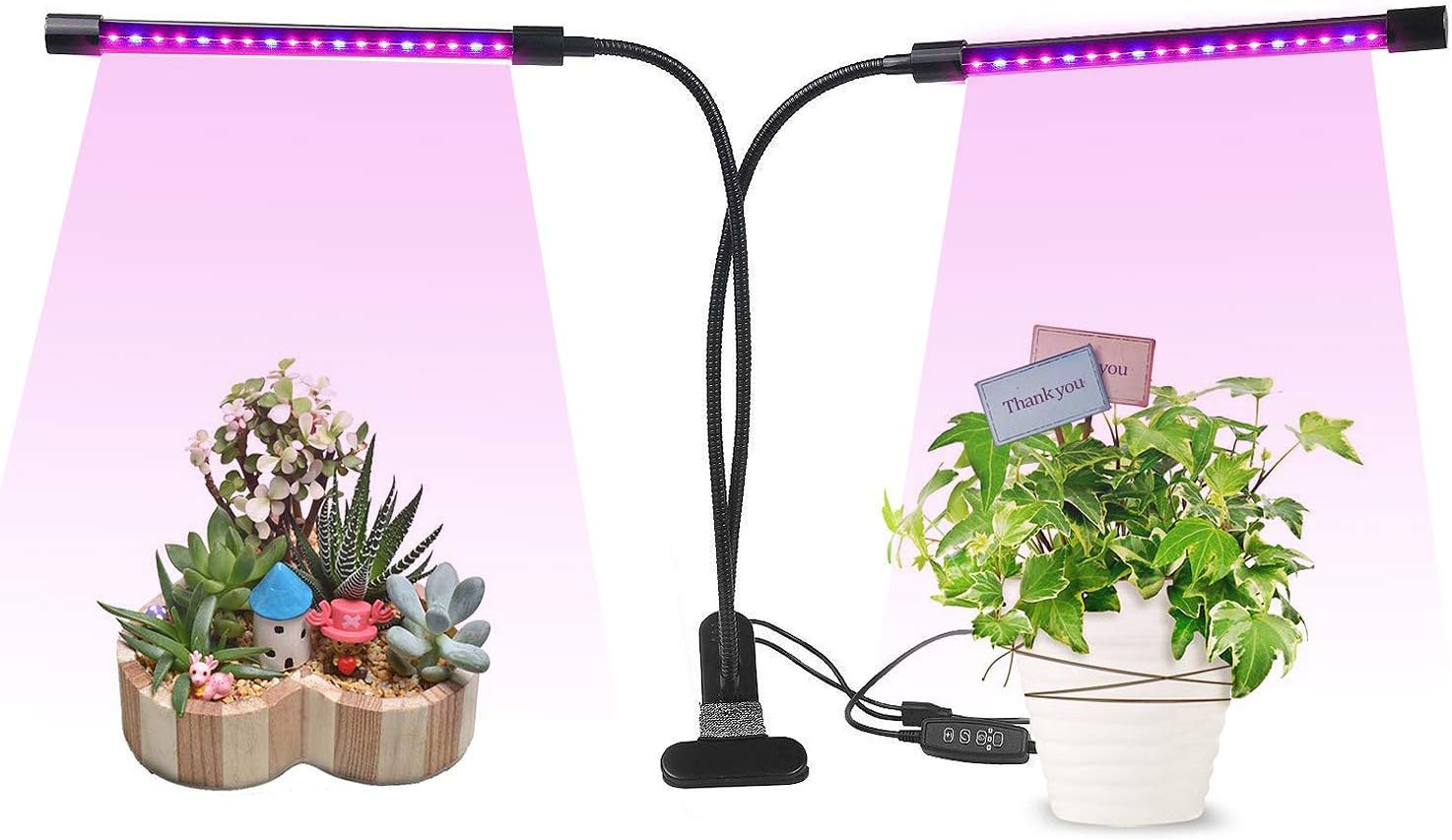ASUNDOM LED Grow Light, 36 LEDs Dual Head LED Grow Lights with Auto ON & Off Memory Timer and 360 Degree Adjustable Flexible Gooseneck for Indoor Plants Veg and Flower