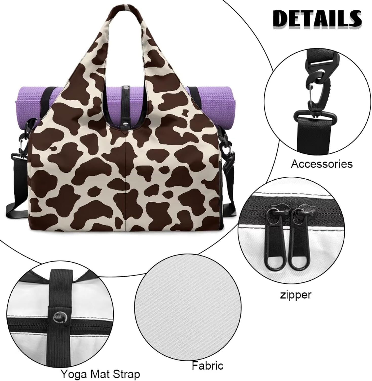 Gym Bag with Yoga Mat Holder for Women Men Fashion Large Capacity Travel Duffle Bag with Shoe Compartment