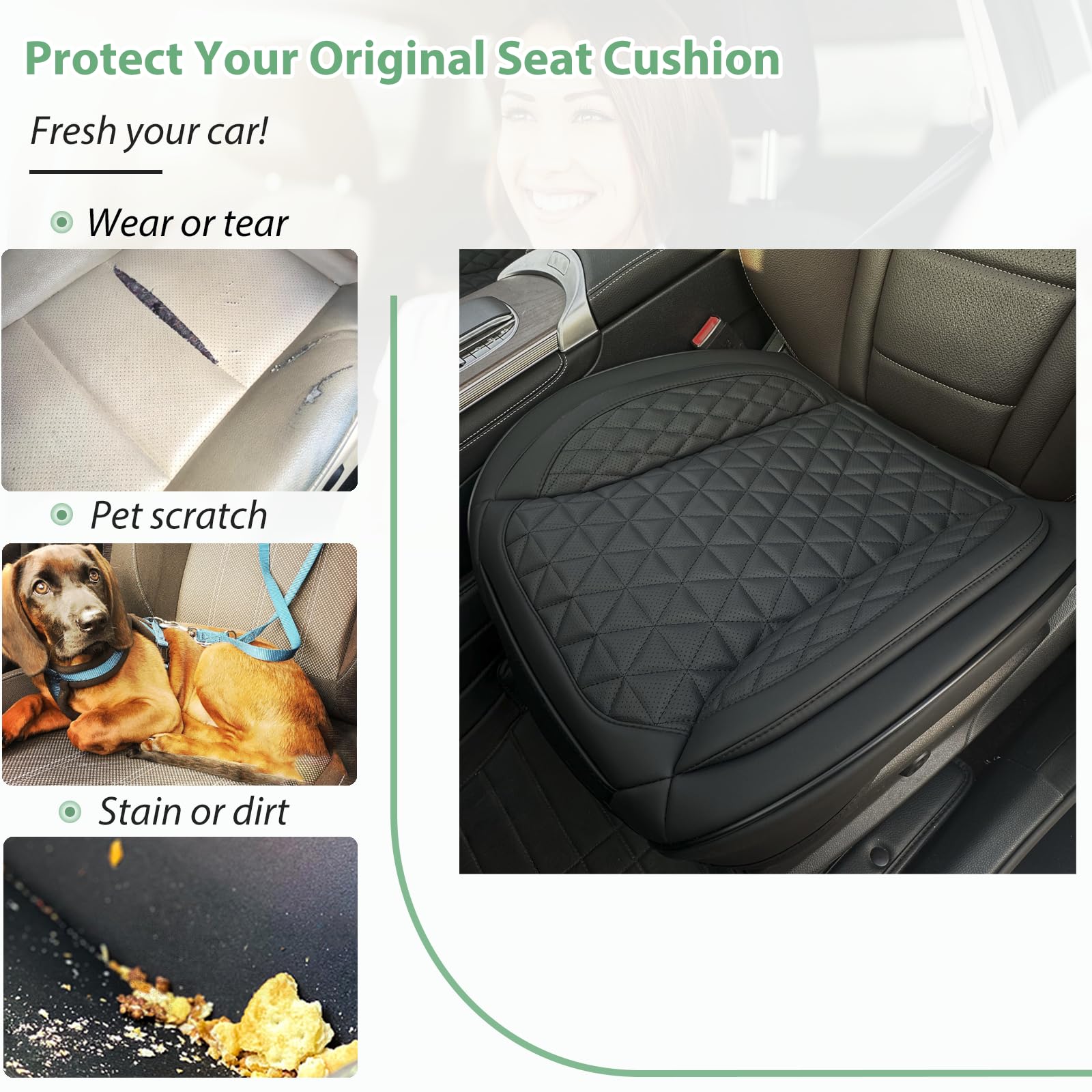 2 Pack Leder Vordersitz Abdeckung Nur Unten, Rutschschutz Polsterung Sitzkissen, Full Wrap Sitzschutz Mit Aufbewahrungsfunktion Universal Passend Für Die Meisten Autos, SUV, Pick-Up-LKW